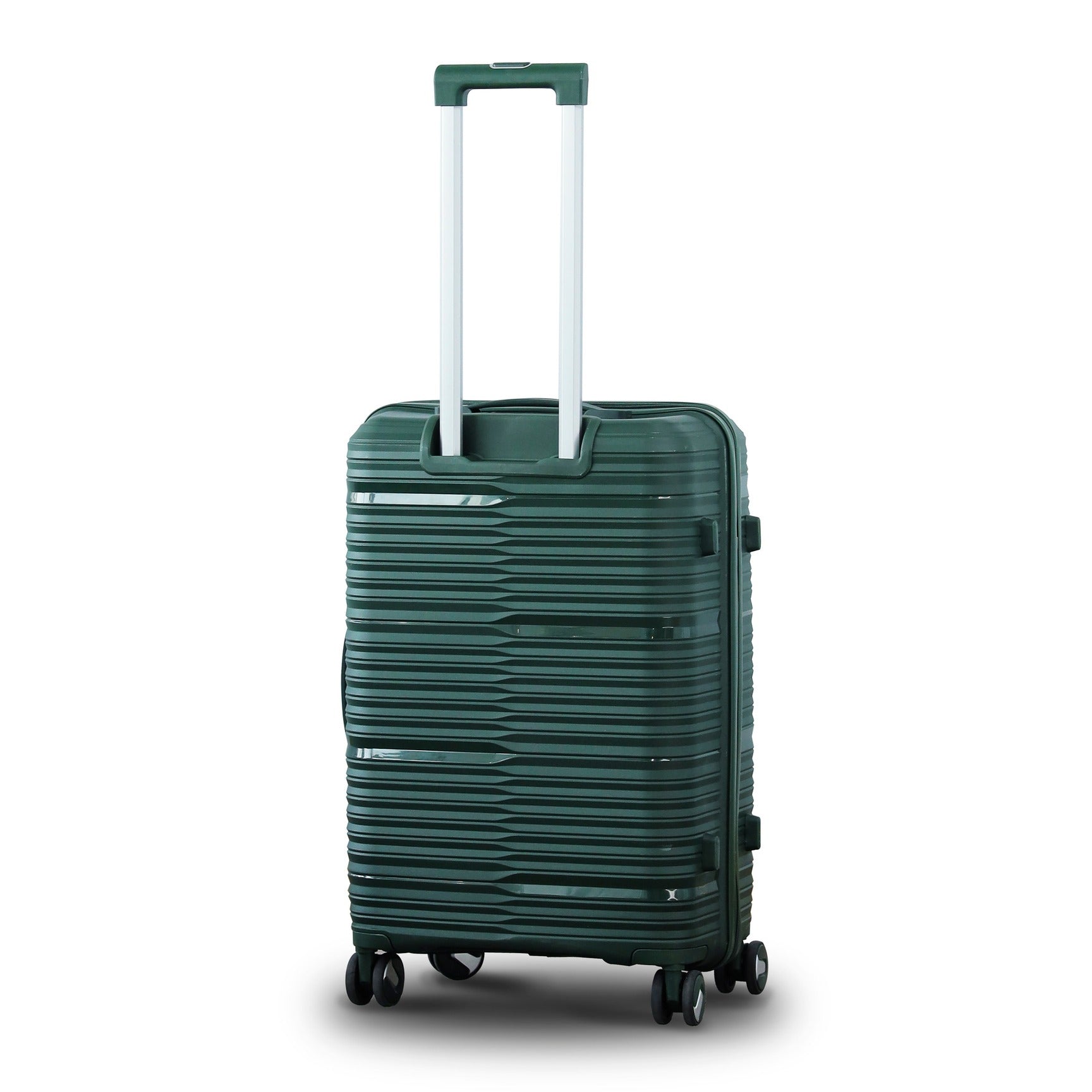 3 Piece Set 20" 24" 28 Inches Olive Green Travel Way PP Unbreakable Luggage Bag With Double Spinner Wheel