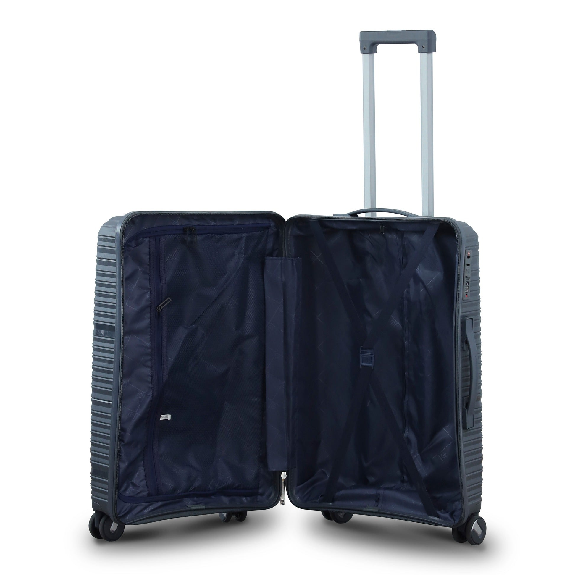 Travel Way PP Unbreakable Luggage Bag With Double Spinner Wheel | 3 Piece Set 20, 24 and 28 Inches Dark Grey