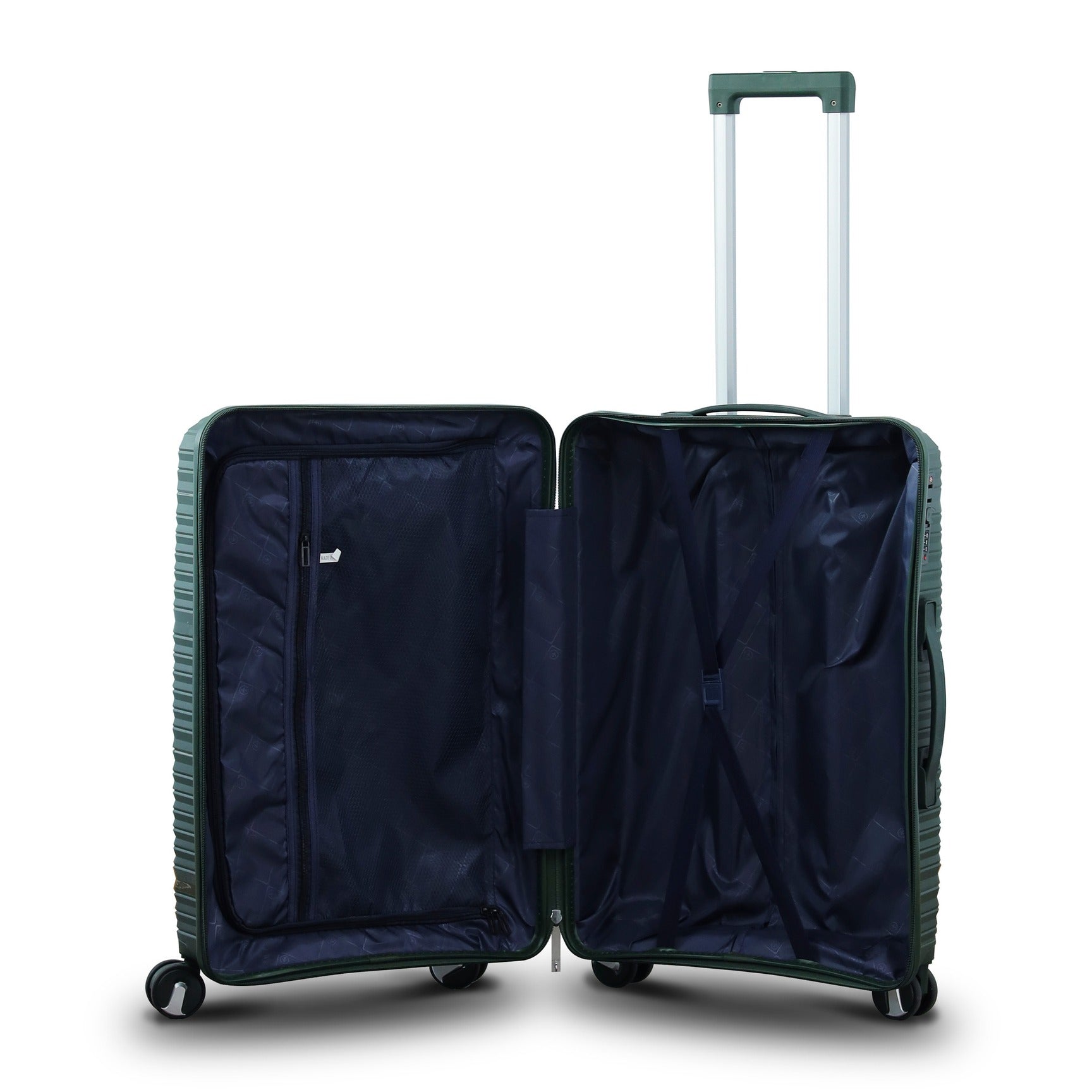 3 Piece Set 20" 24" 28 Inches Olive Green Travel Way PP Unbreakable Luggage Bag With Double Spinner Wheel
