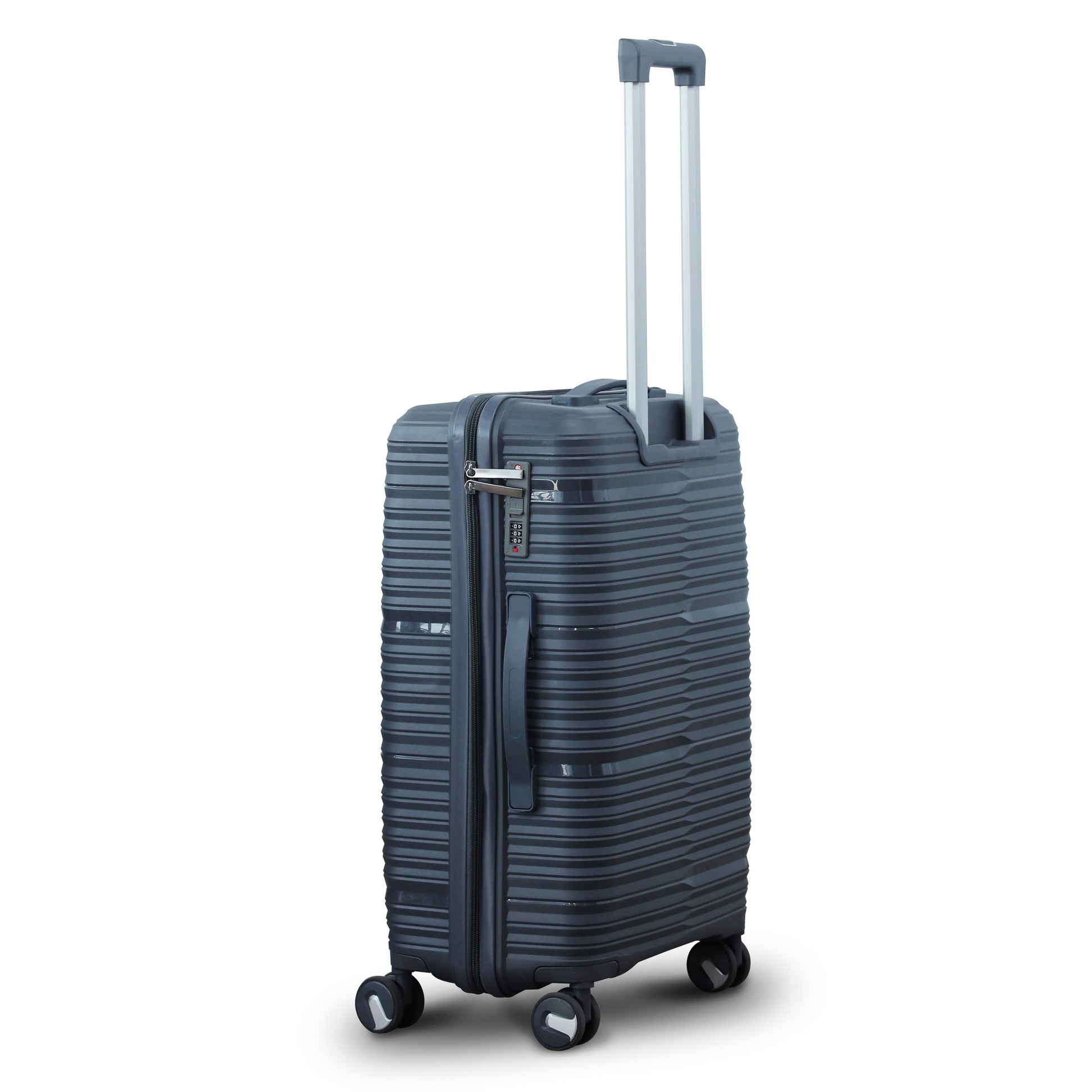 Travel Way PP Unbreakable Luggage Bag With Double Spinner Wheel | 3 Piece Set 20, 24 and 28 Inches Dark Grey