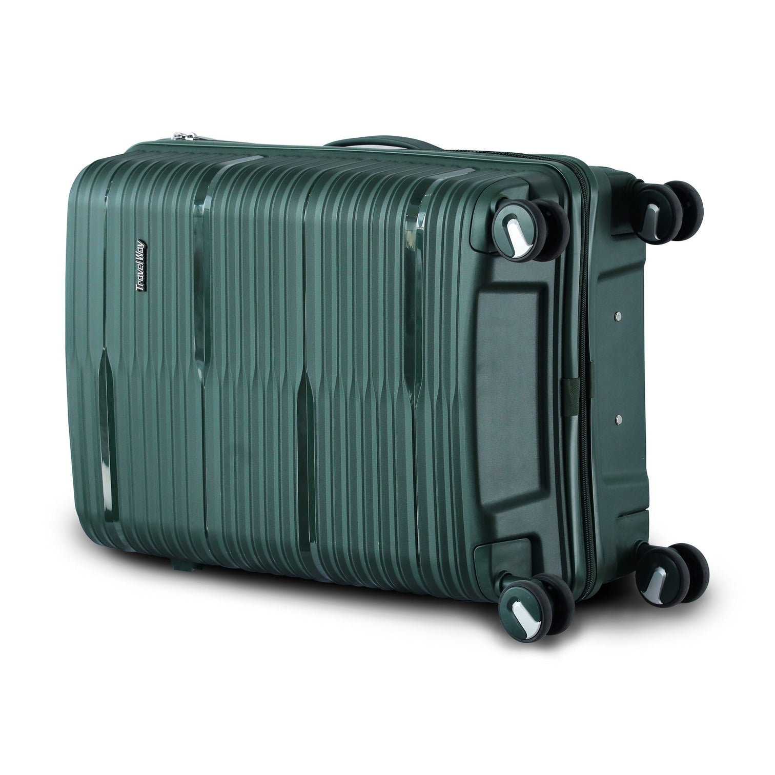 3 Piece Set 20" 24" 28 Inches Olive Green Travel Way PP Unbreakable Luggage Bag With Double Spinner Wheel