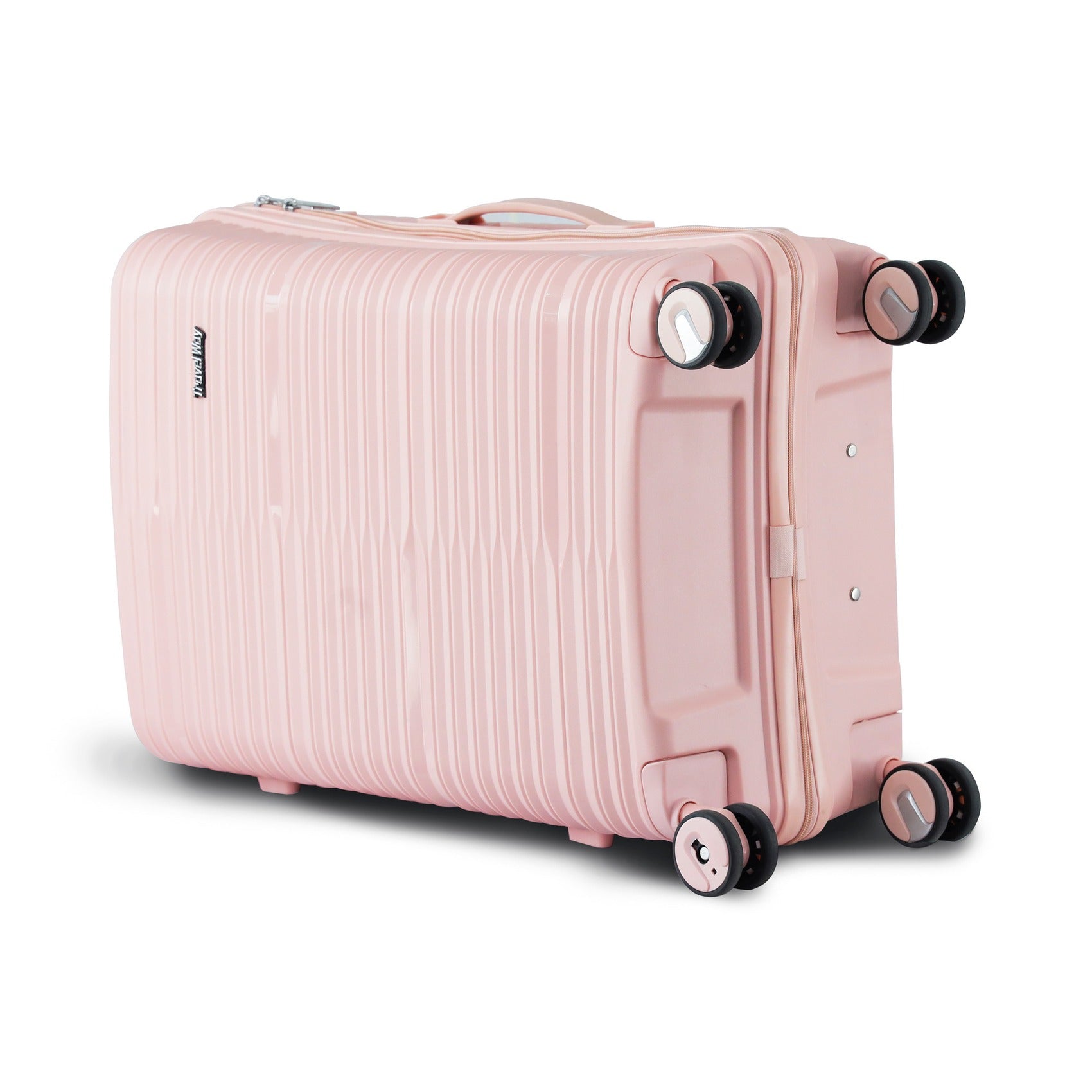 3 Piece Set 20" 24" 28 Inches Pink Travel Way PP Unbreakable Luggage Bag With Double Spinner Wheel