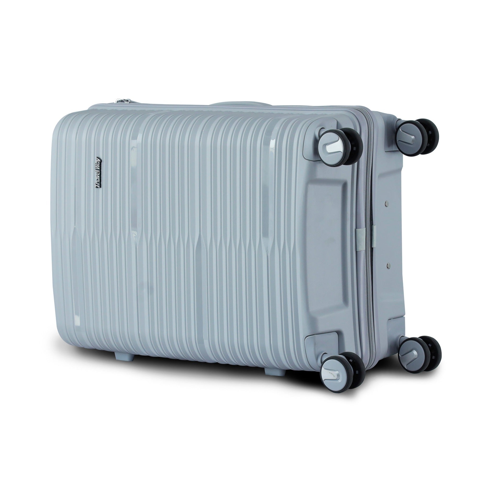 3 Piece Set 20" 24" 28 Inches Silver Travel Way PP Unbreakable Luggage Bag With Double Spinner Wheel