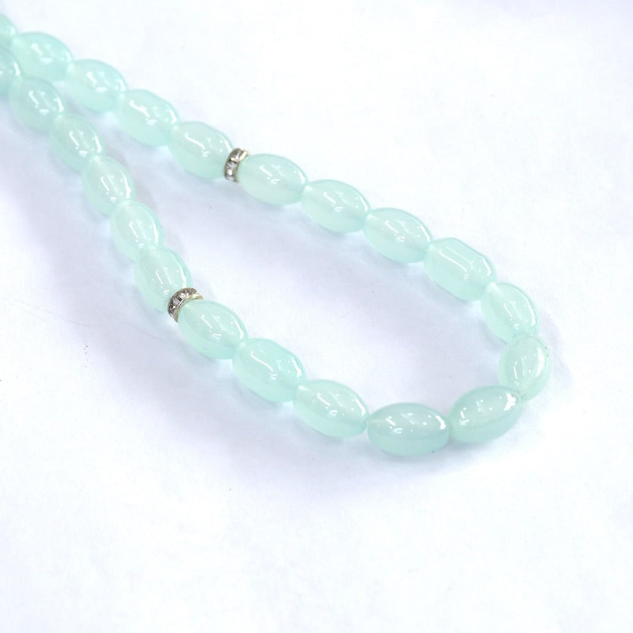 Smooth and Shiny Oval Shape Tasbeeh Misbaha | Muslim Rosary Prayer Beads 33 Stones