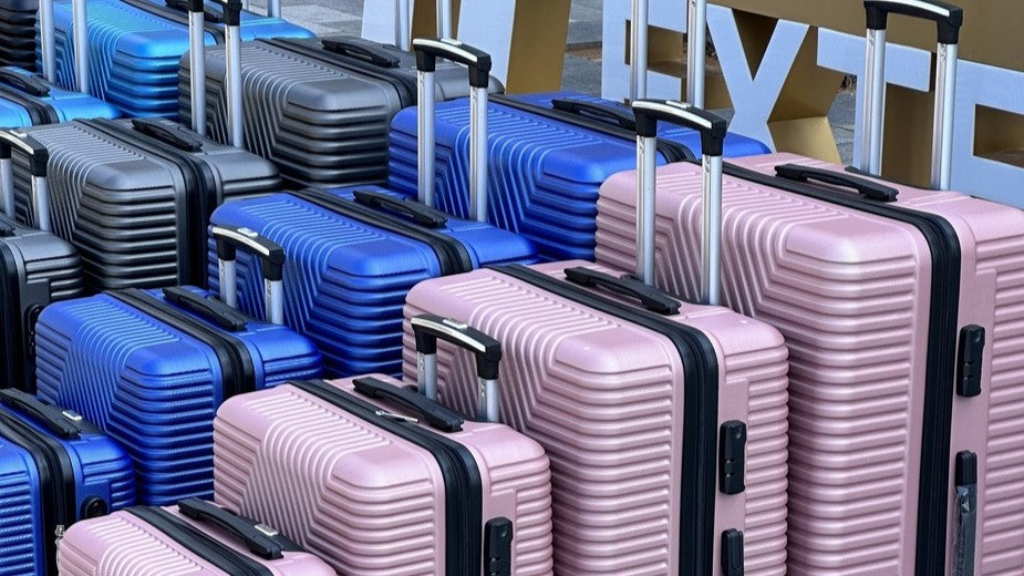 3 Piece Full Set 20" 24" 28 Inches Blue Colour Zig Zag ABS Lightweight Luggage Bag With Double Spinner Wheel Zaappy