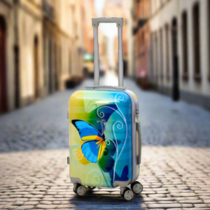 20 inch Green Colour Printed Butterfly Lightweight Spinner wheel Luggage
