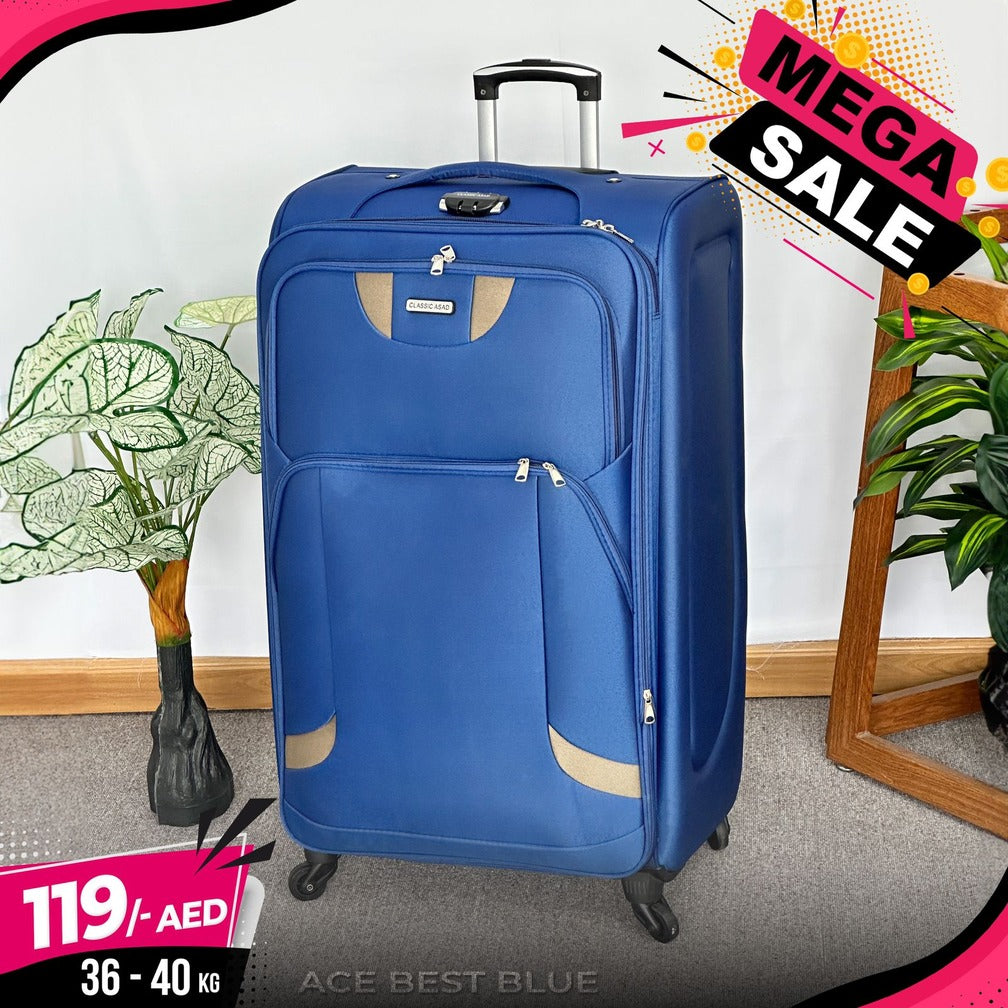 Big Size Soft Material 4 Wheel New Ace Best Luggage Bag | 32 inch Size 36-40 Kg Capacity