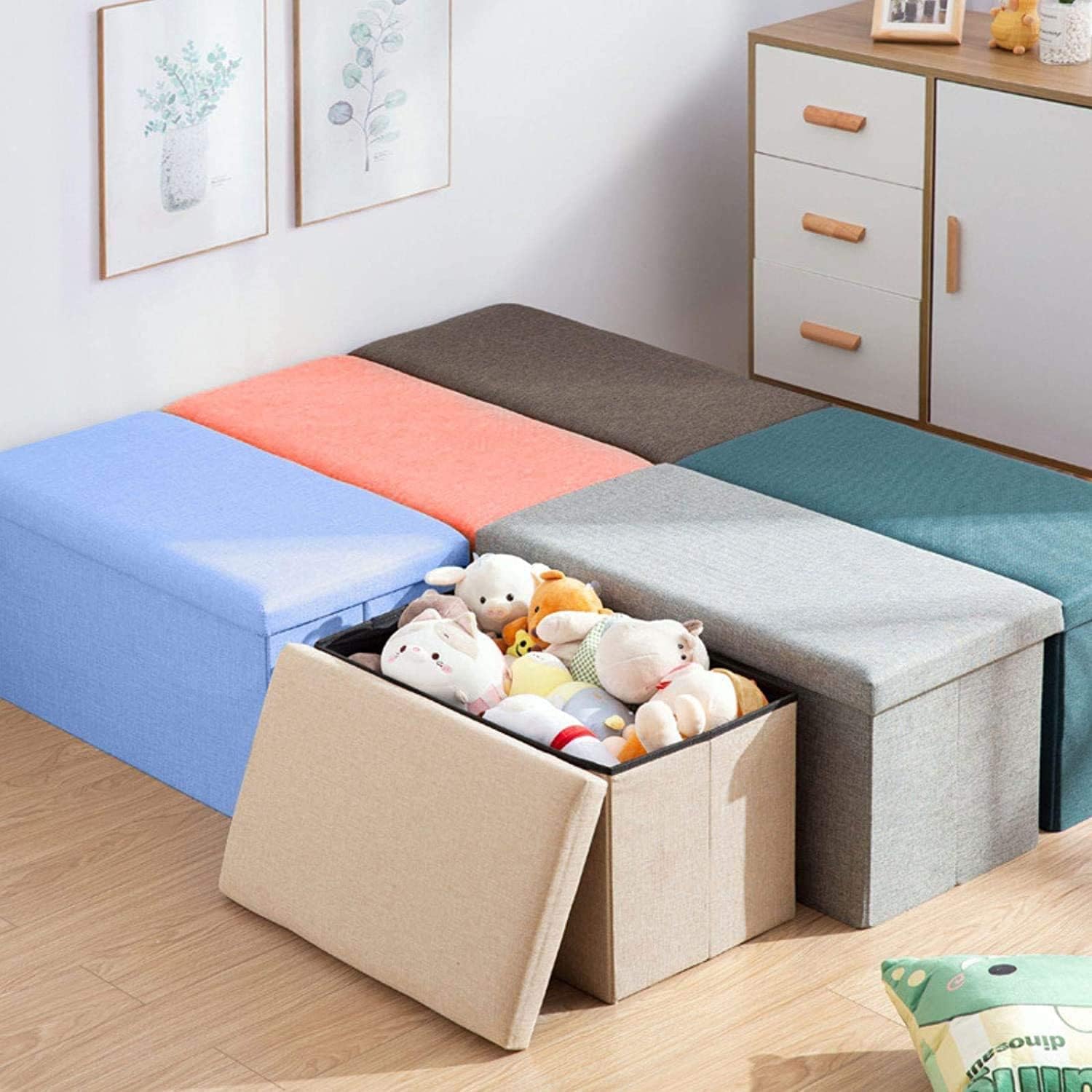 Folding Storage Box cum Organizer Sofa | Multipurpose Footrest Bench | 76x38x38 cm
