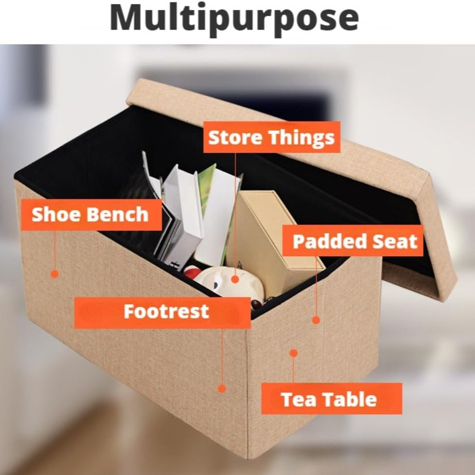Folding Storage Box cum Organizer Sofa | Multipurpose Footrest Bench | 76x38x38 cm