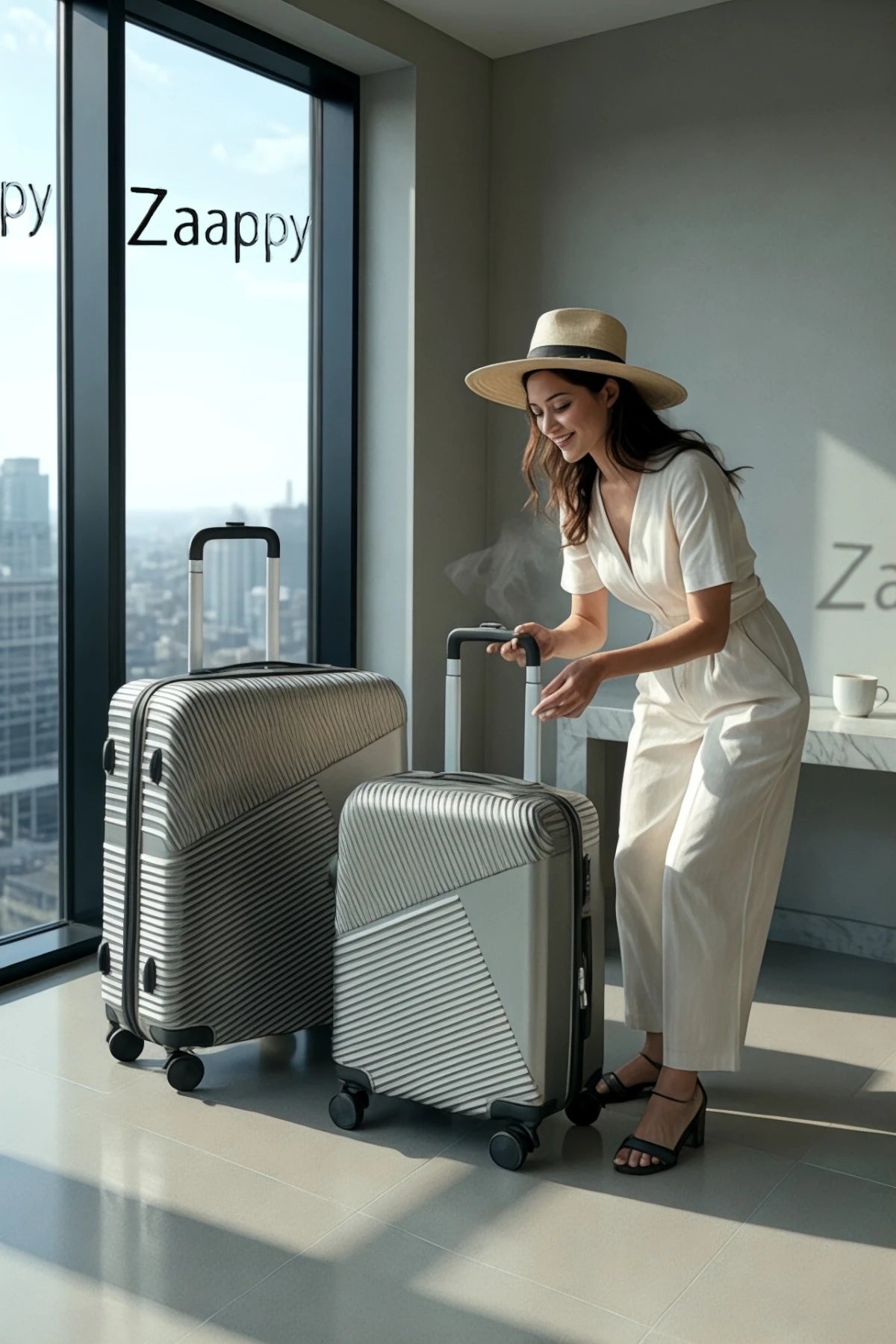 Zig Zag V3 Set of 3 Hard Side Luggage Lightweight ABS Suitcase with Spinner Wheels