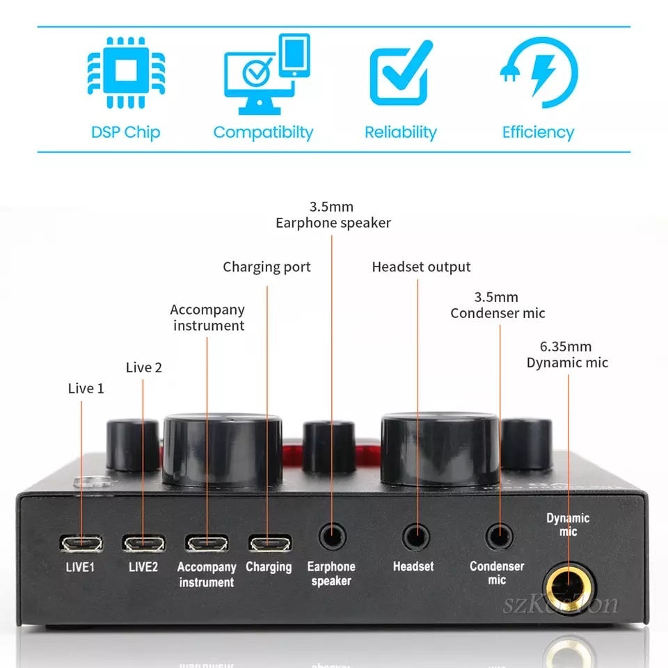 Professional Studio Recording Microphone BM 800 | V8 Live Sound Card Combo
