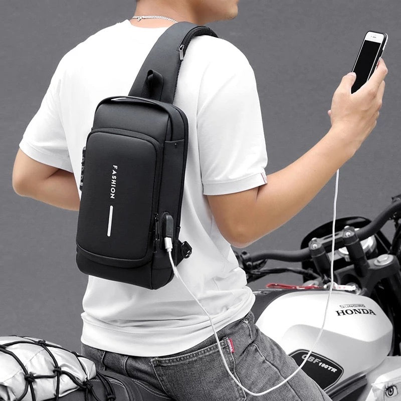 Anti theft Cross body Travel Sling Back Pack USB Type | Top Trending Chest Bag