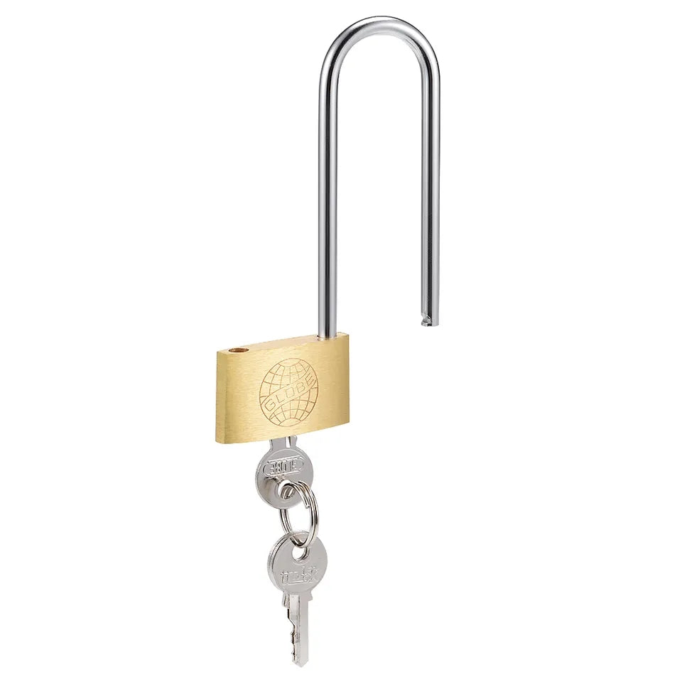 Brass Padlock | 25mm Wide Brushed Finish Long Harden Shackle