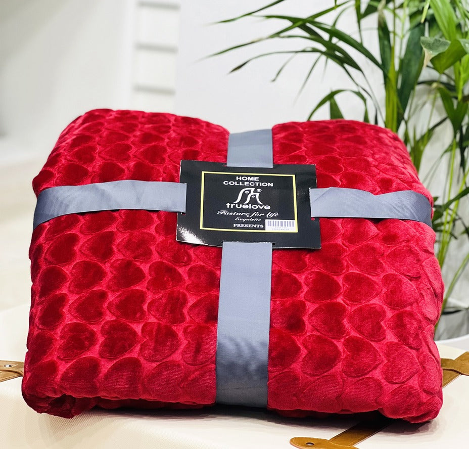 Soft Embossed Double Bed Blanket | Heart Design | 1.6 Kg