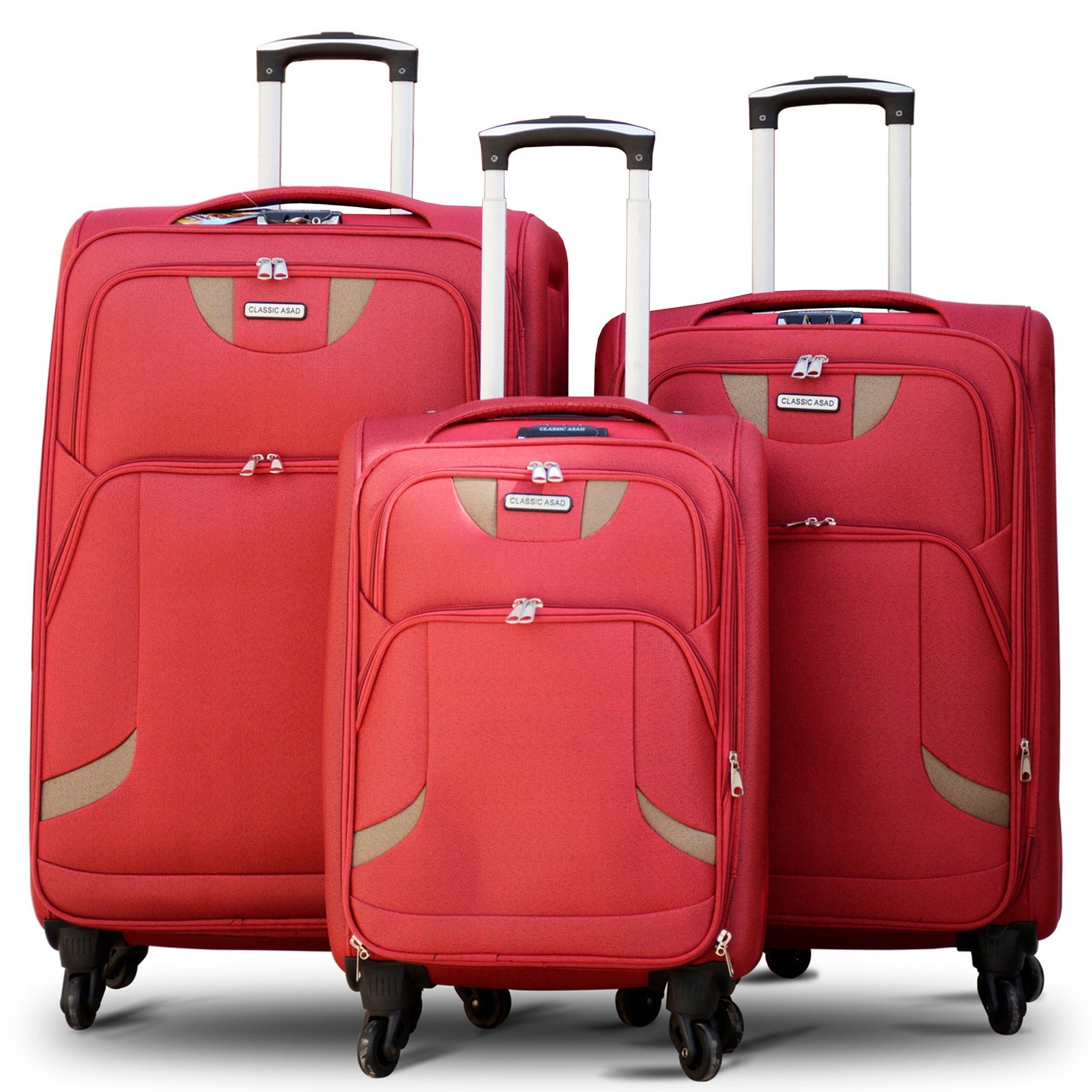 Soft Material Soft Shell Lightweight 4 Pcs Set 20” 24” 28" 32 Inches Luggage Bag | 4 Wheels | New Ace Best Red