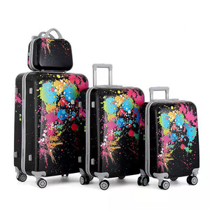 Printed Splash Paint 4 Pcs Set 7, 20, 24 and 28 Inches Travel Luggage Bag | Splash Paint Printed Suitcase
