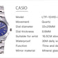 Casio Women Silver Analog Metal Strap Watch LTP-1241D-2A2DF - B13 Zaappy