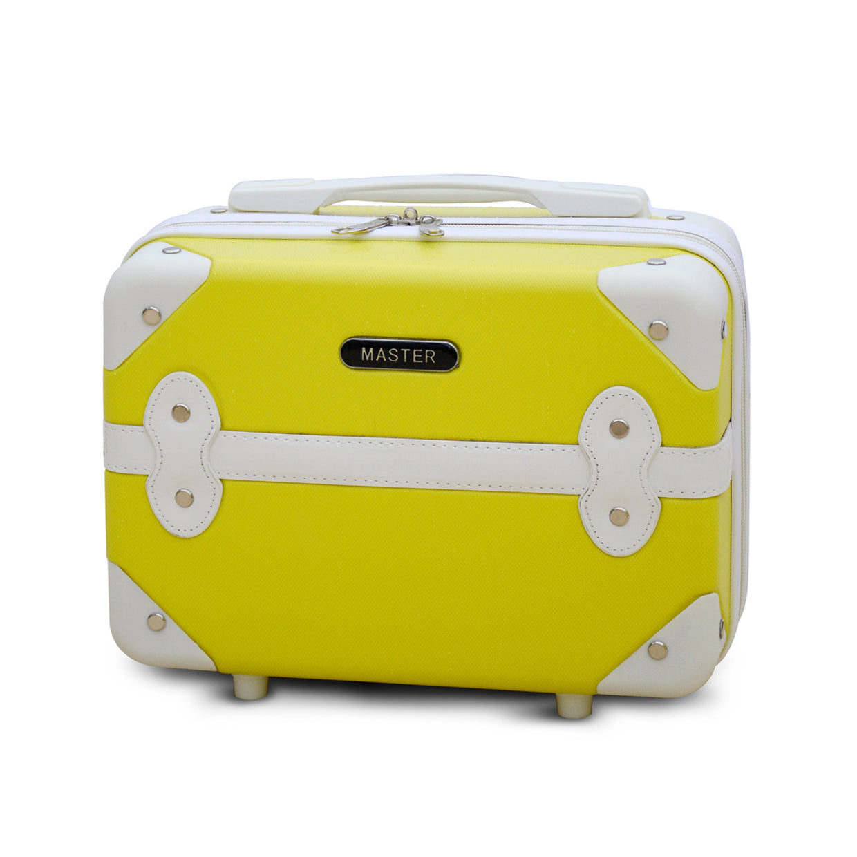 lightweight yellow spinner luggage full set and single piece beauty bag