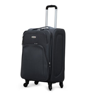 Soft Material Lightweight 10 Kg - 20 Inches JIAN 4 Wheel Black Luggage