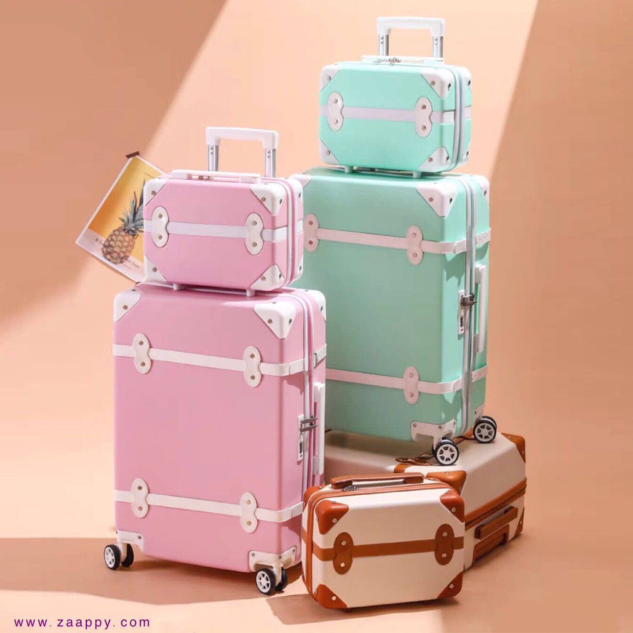 Corner Guard White Lightweight ABS 20 Kg Luggage Bag + Beauty Case