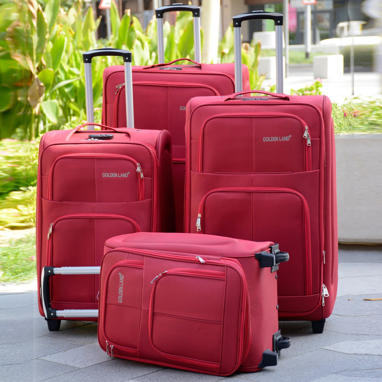 two wheel material luggage red Zaappy