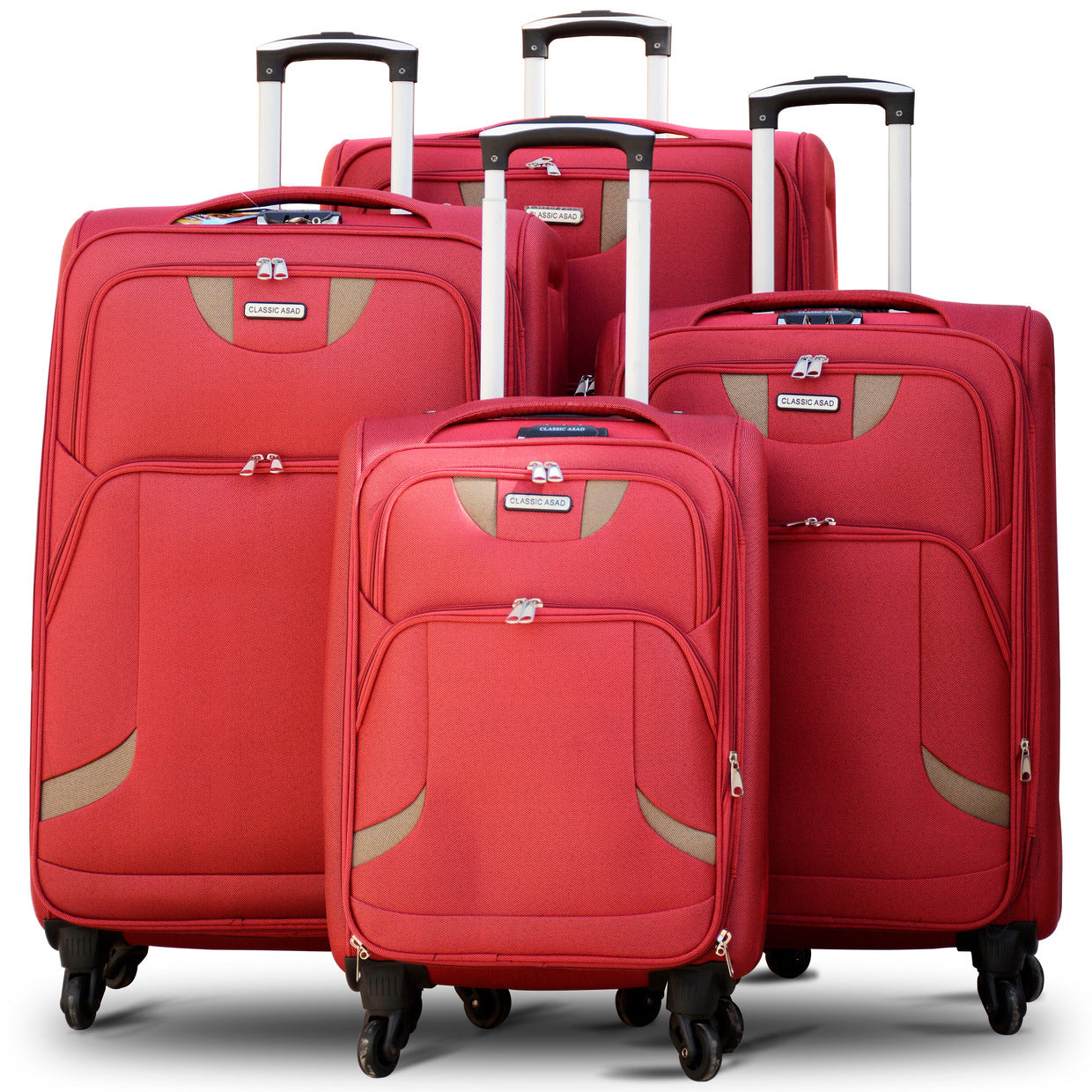 Soft Material Soft Shell Lightweight 4 Pcs Set 20, 24, 28 and 32 Inches Luggage Bag | 4 Wheels | New Ace Best Red