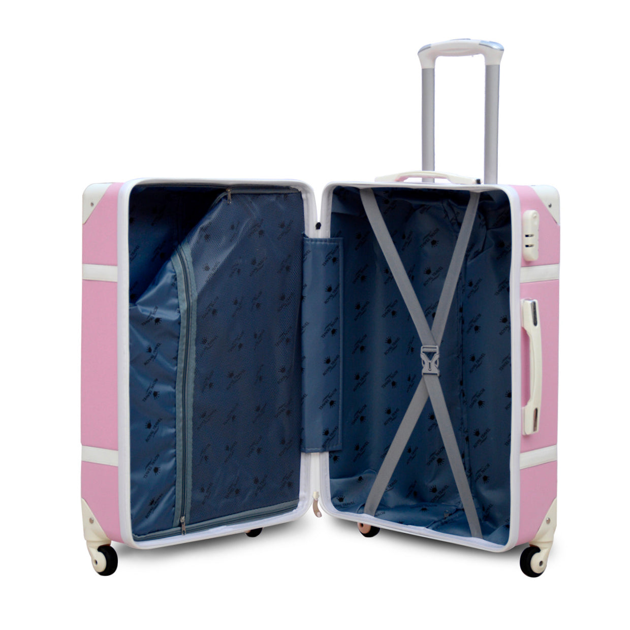 4 Piece Set 7” 20” 24” 28 Inches Pink Corner Guard ABS Lightweight Luggage Bag With Spinner Wheel