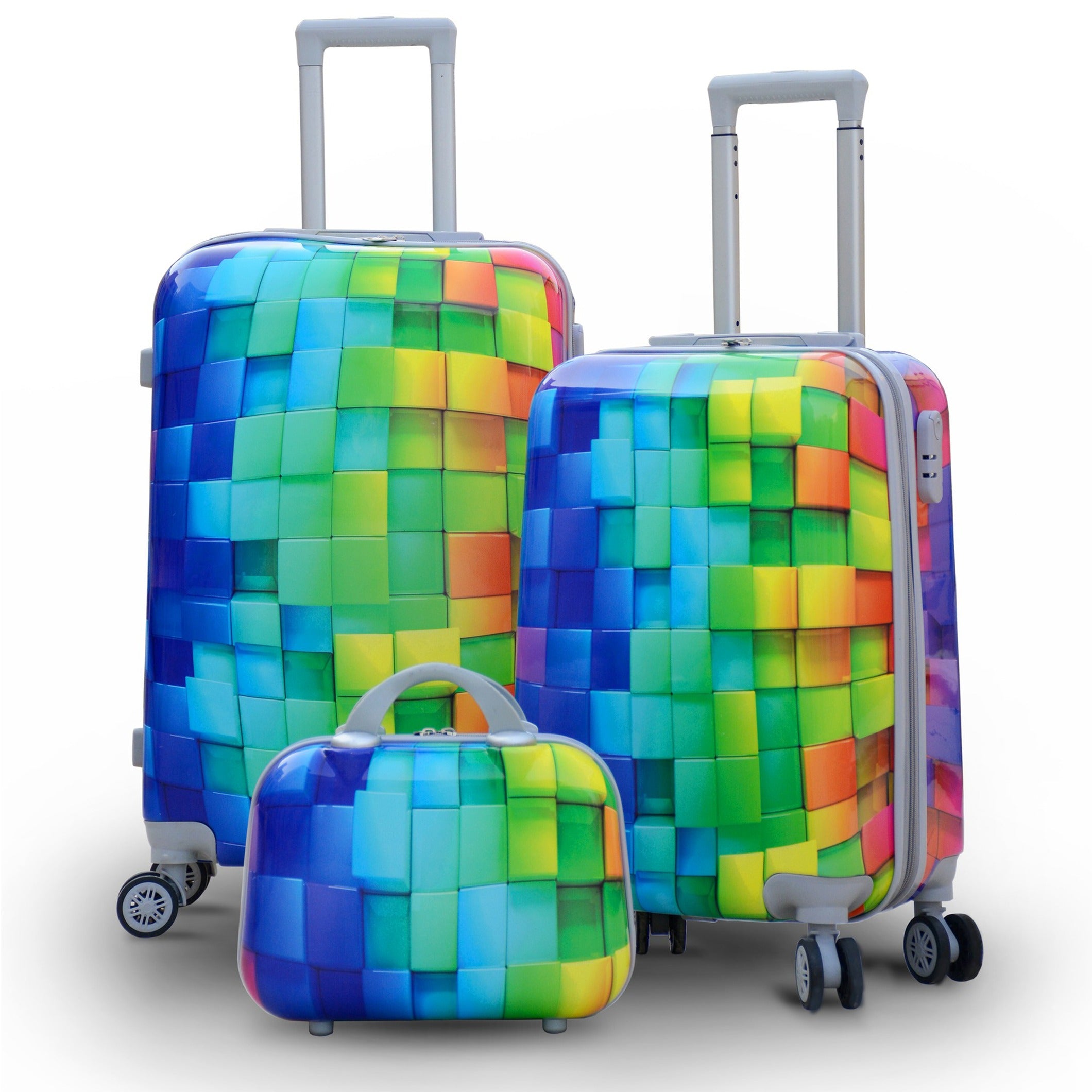 4 Pcs Set 7" 20" 24" 28 Inches 3D Printed Lightweight ABS Luggage Bag With Double Spinner Wheel
