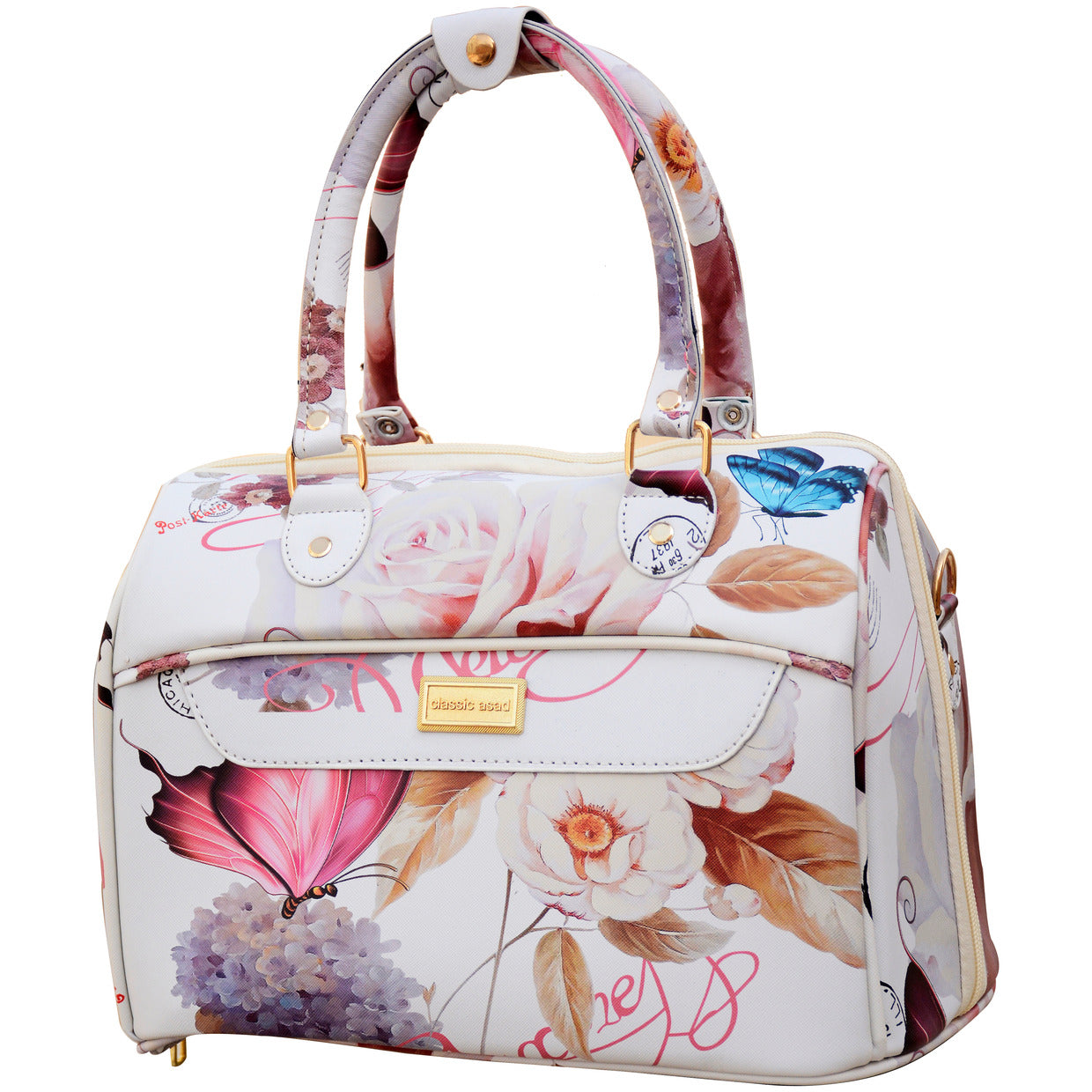 Butterfly Printed PU Leather Material Soft Shell Luggage Bag | 4 Pcs Set 7, 20, 24 and 28 inches