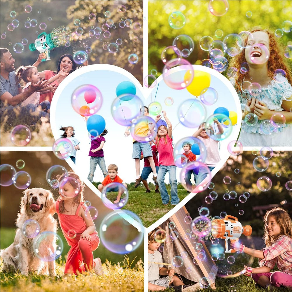 108-Hole Colorful Light Bubble Machine | Electric Soap Water Gun | Magic Bubble Gun for Kids, Wedding Bubble Maker, Summer Toy with Rechargeable Battery and LED Lights