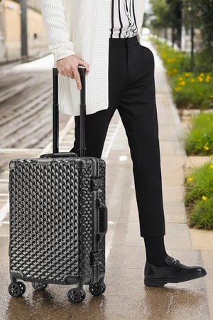 20 Inch Carry On Aluminium Framed 3D Diamond Hard Shell Without Zipper TSA Luggage