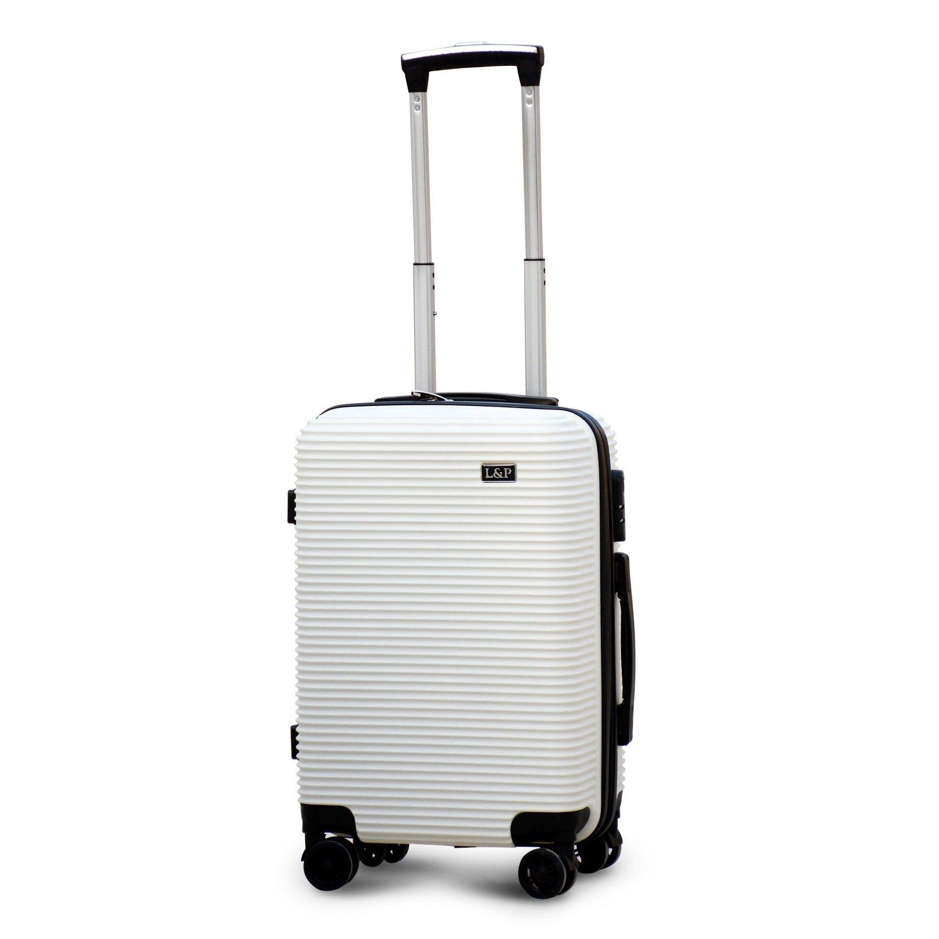 3 Piece Set 20" 24" 28 Inches White Colour JIAN ABS Line Luggage lightweight Hard Case Trolley Bag With Spinner Wheel Zaappy.com