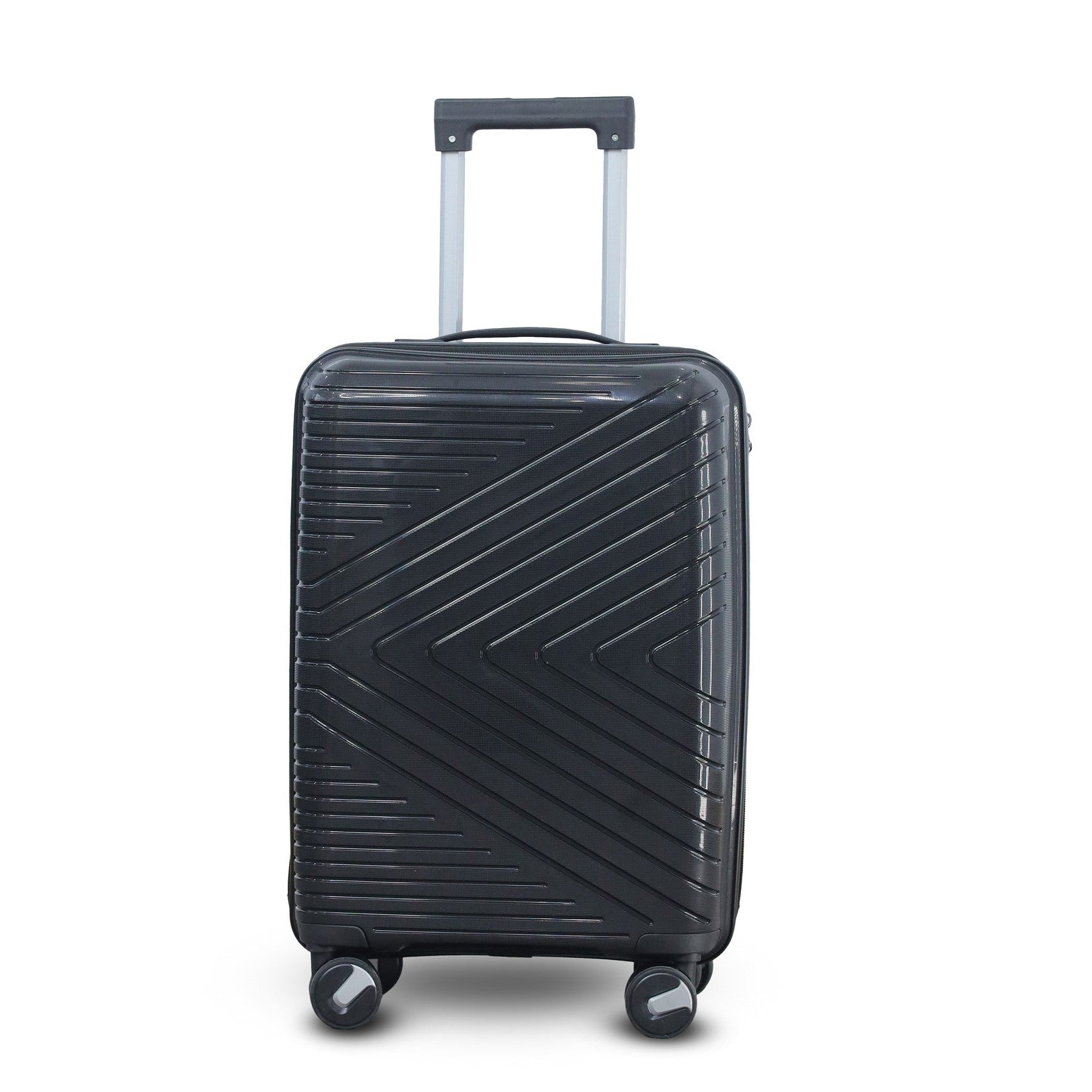  Black Colour Crossline PP Unbreakable Luggage Bag with Double Spinner Wheel Zaappy