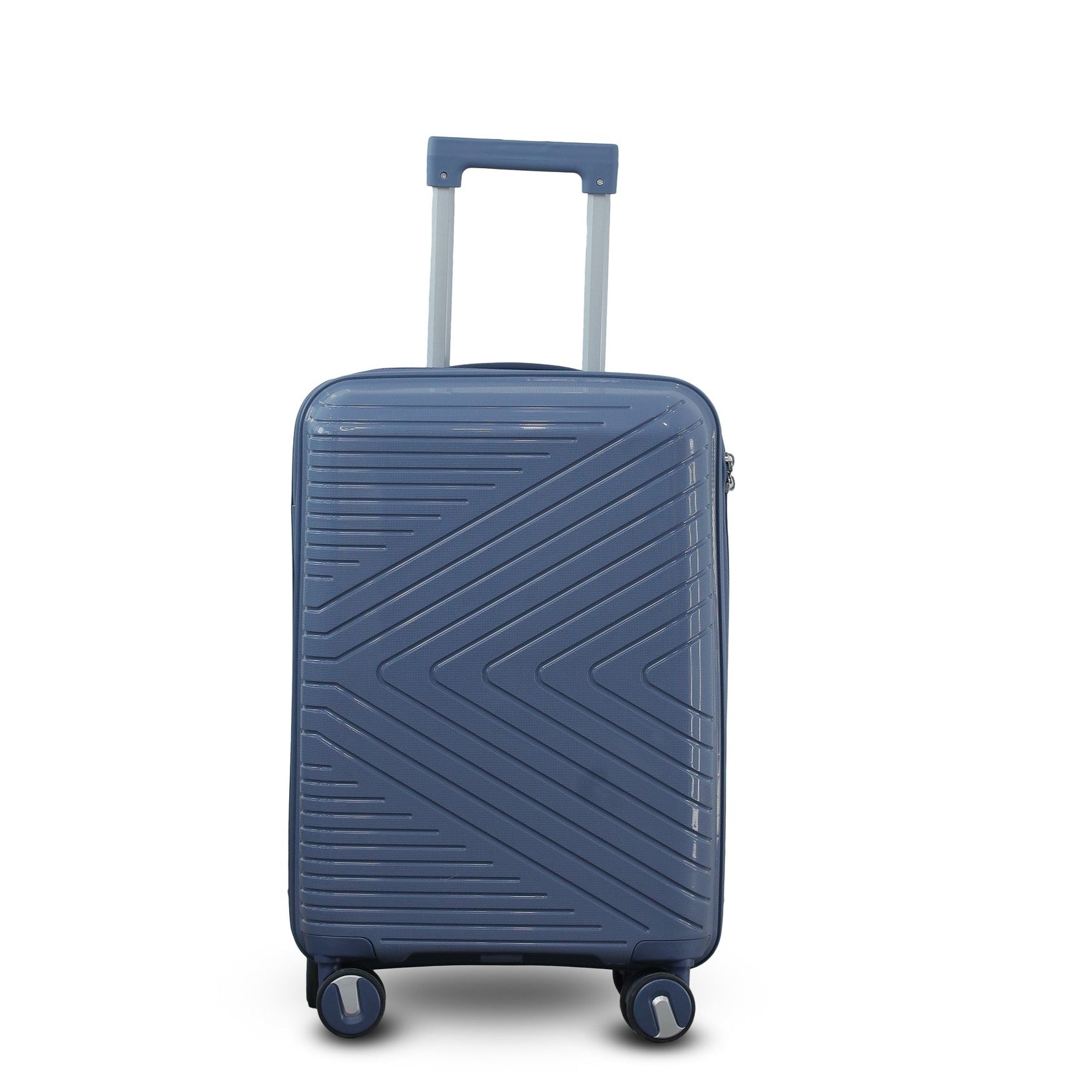 3 Piece Set 20" 24" 28 Inches Blue Crossline PP Unbreakable Luggage Bag With Double Spinner Wheel