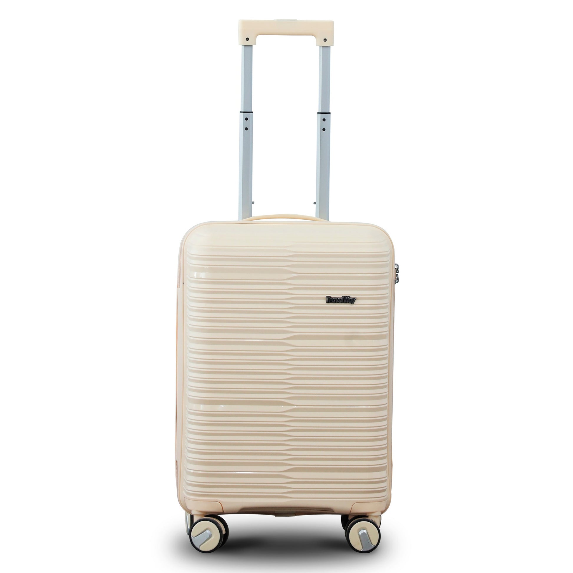  Beige Colour Travel Way PP Unbreakable Luggage Bag with Double Spinner Wheel Zaappy