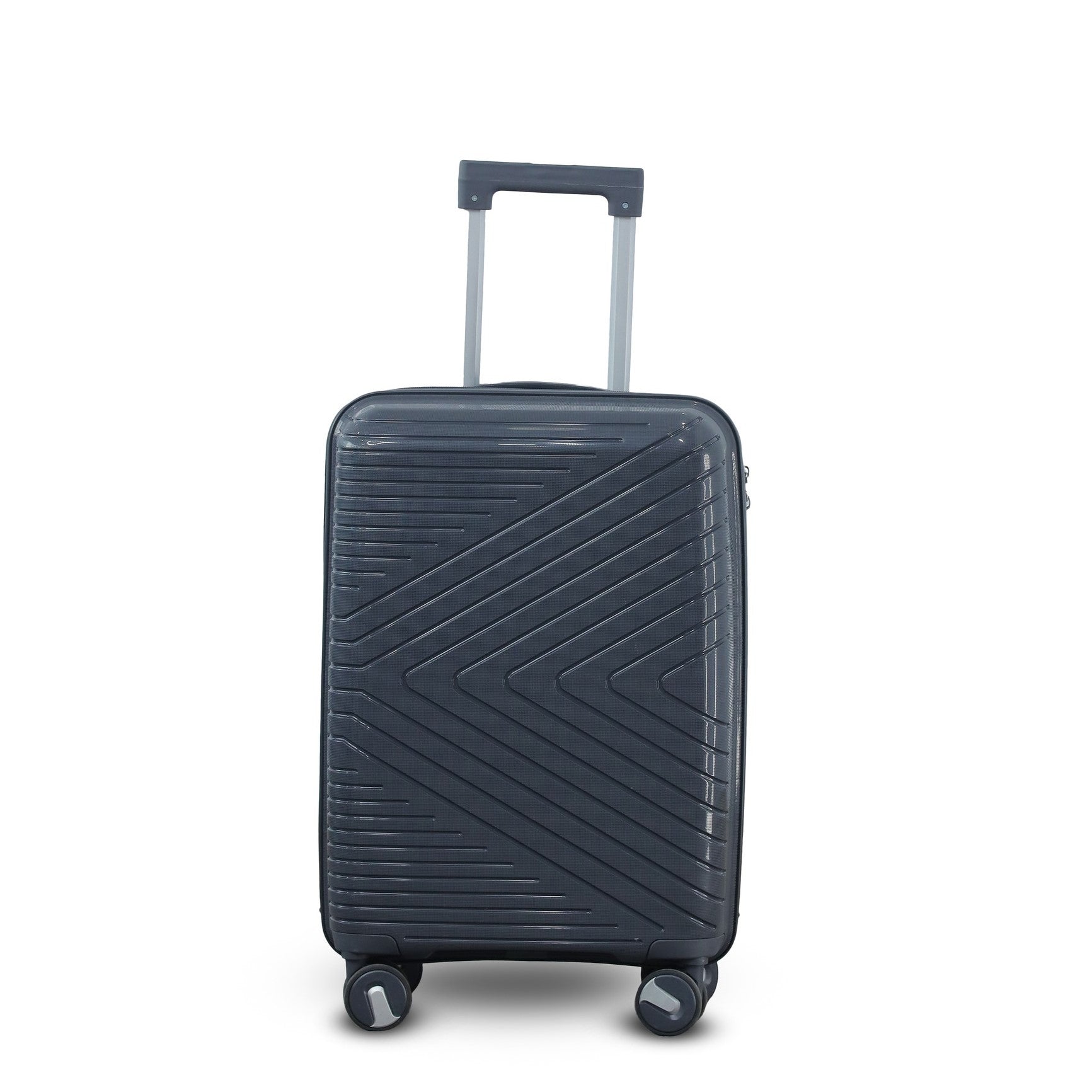 Dark Grey Colour Crossline PP Unbreakable Luggage Bag with Double Spinner Wheel Zaappy