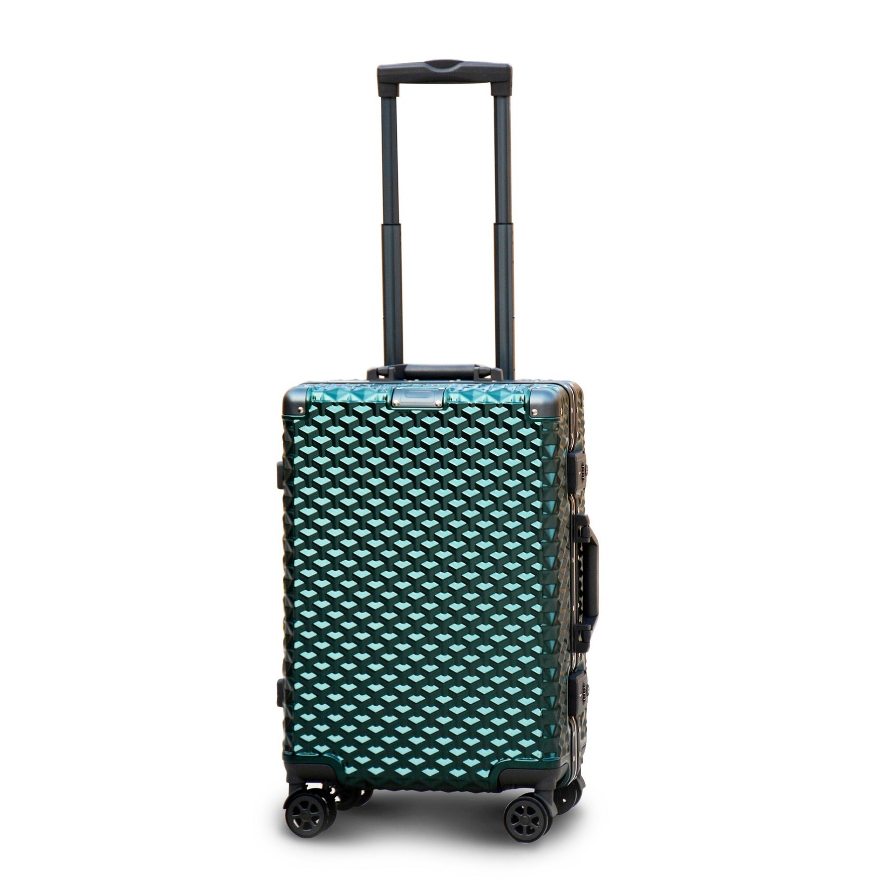 3 Piece Set 20" 24" 28 Inches Green Aluminium Framed 3D Diamond Hard Shell Without Zipper TSA Luggage