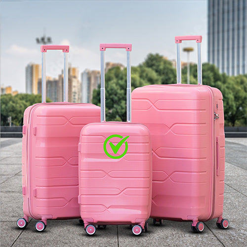 Swiss Class Unbreakable PP Luggage Bags with Double Spinner Wheels 20 24 28 Inches