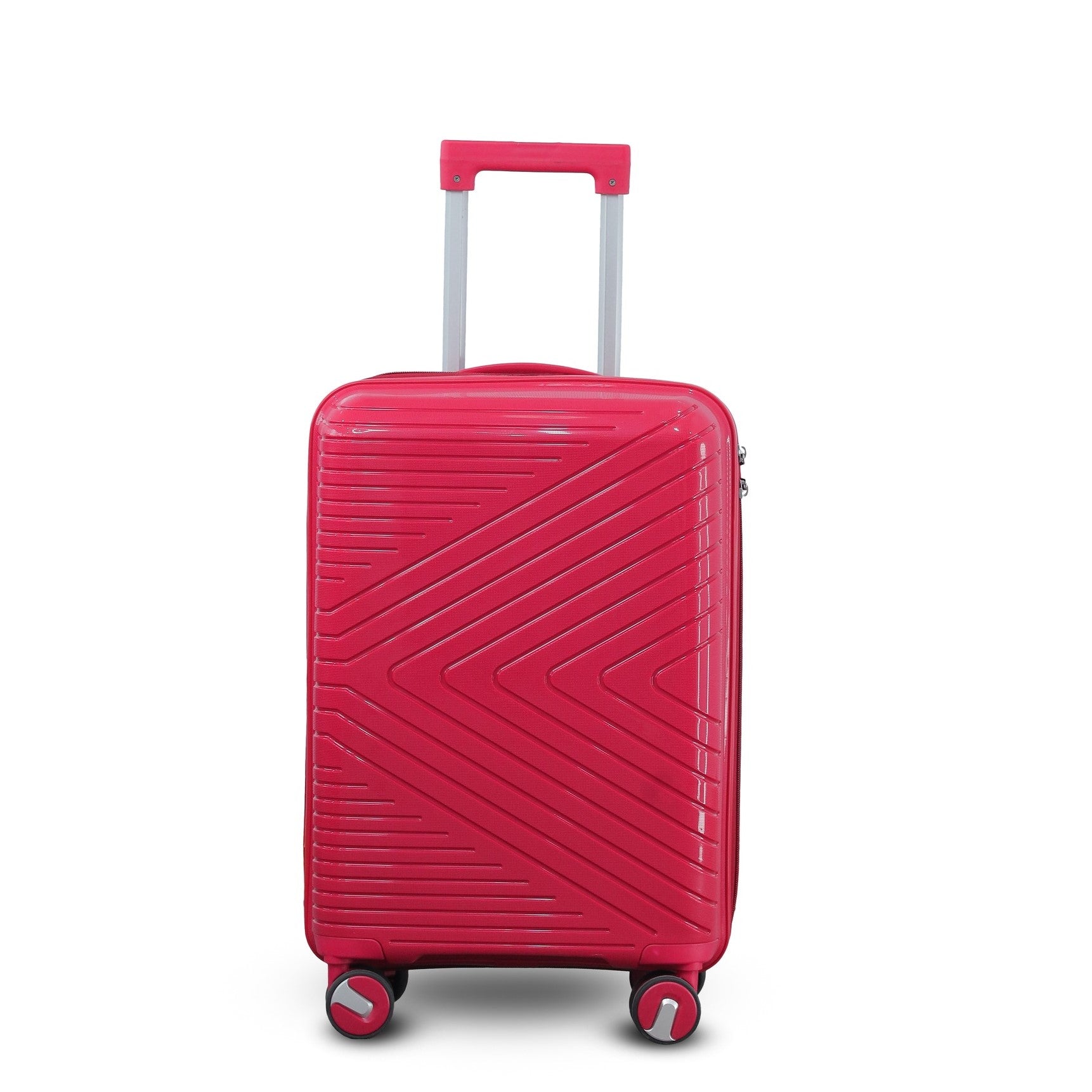  Red Colour Crossline PP Unbreakable Luggage Bag with Double Spinner Wheel Zaappy
