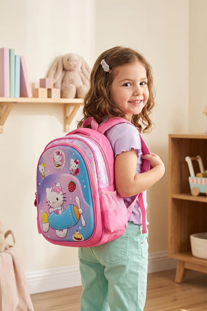 12 Inch Cute Cartoon Character Printed Lightweight School Bag, 4-7 Years With Adjustable Strap Buckle