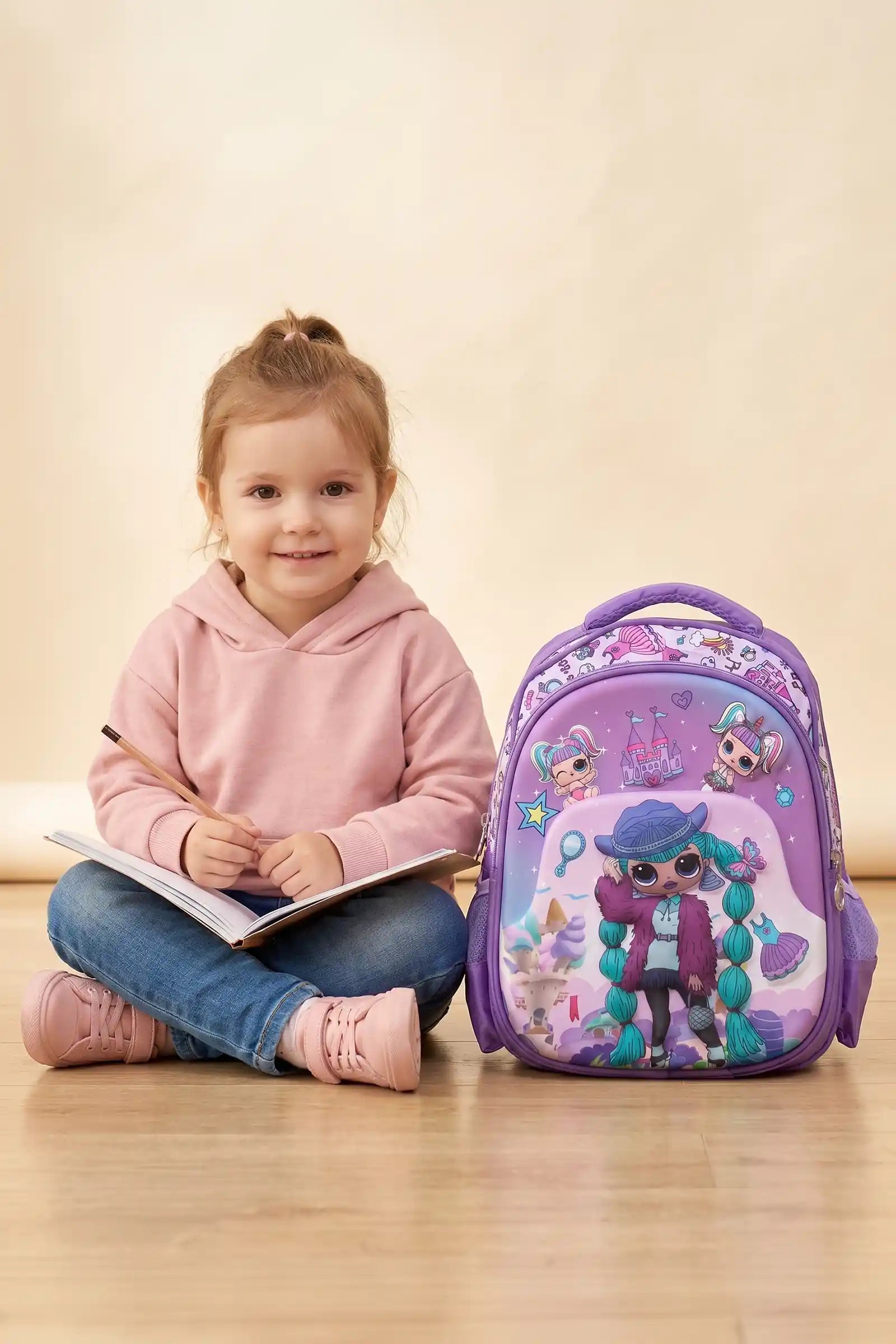 12 Inch Cute Cartoon Character Printed Lightweight School Bag, 4-7 Years With Adjustable Strap Buckle