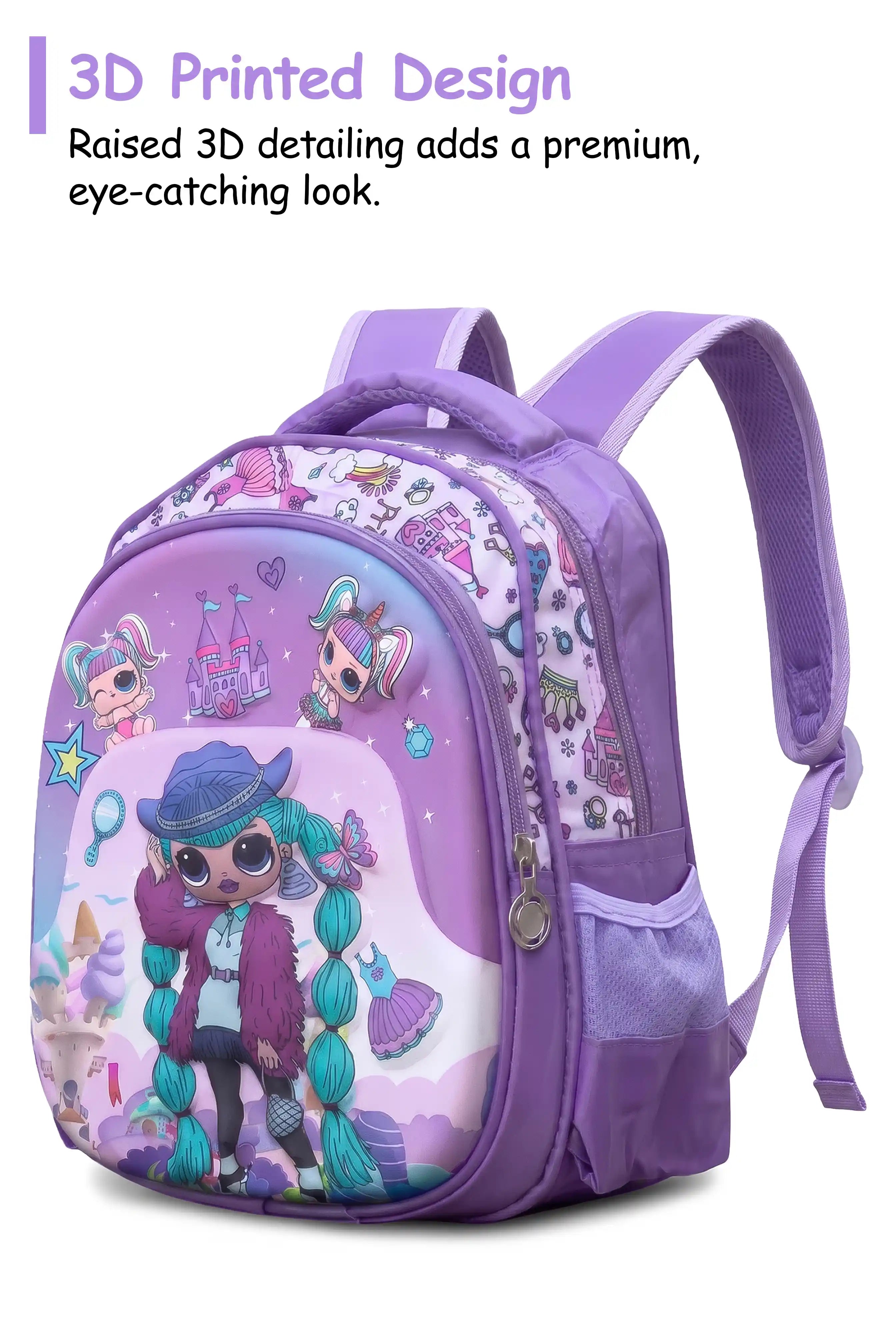 12 Inch Cute Cartoon Character Printed Lightweight School Bag, 4-7 Years With Adjustable Strap Buckle