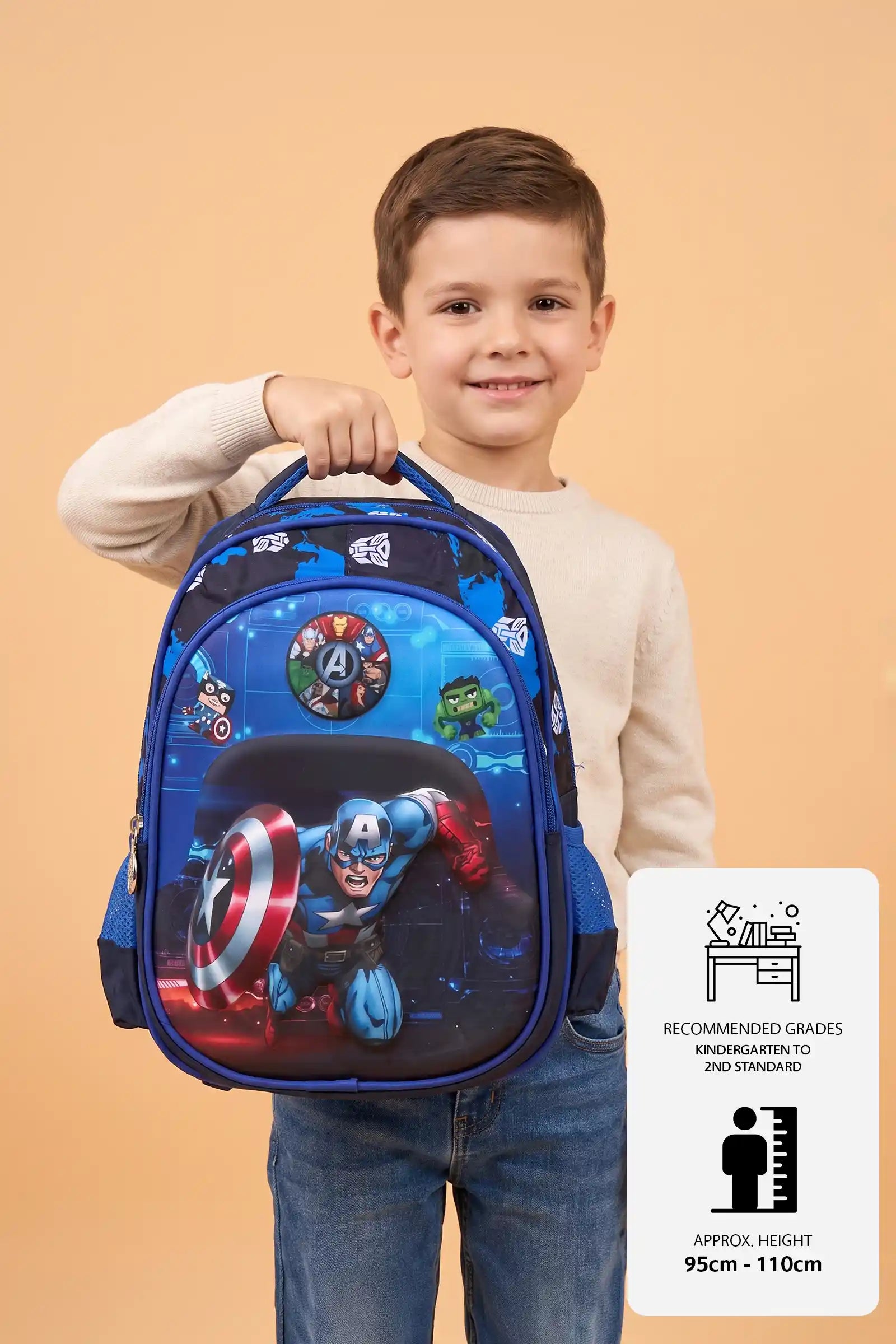 12 Inch Cute Cartoon Character Printed Lightweight School Bag, 4-7 Years With Adjustable Strap Buckle