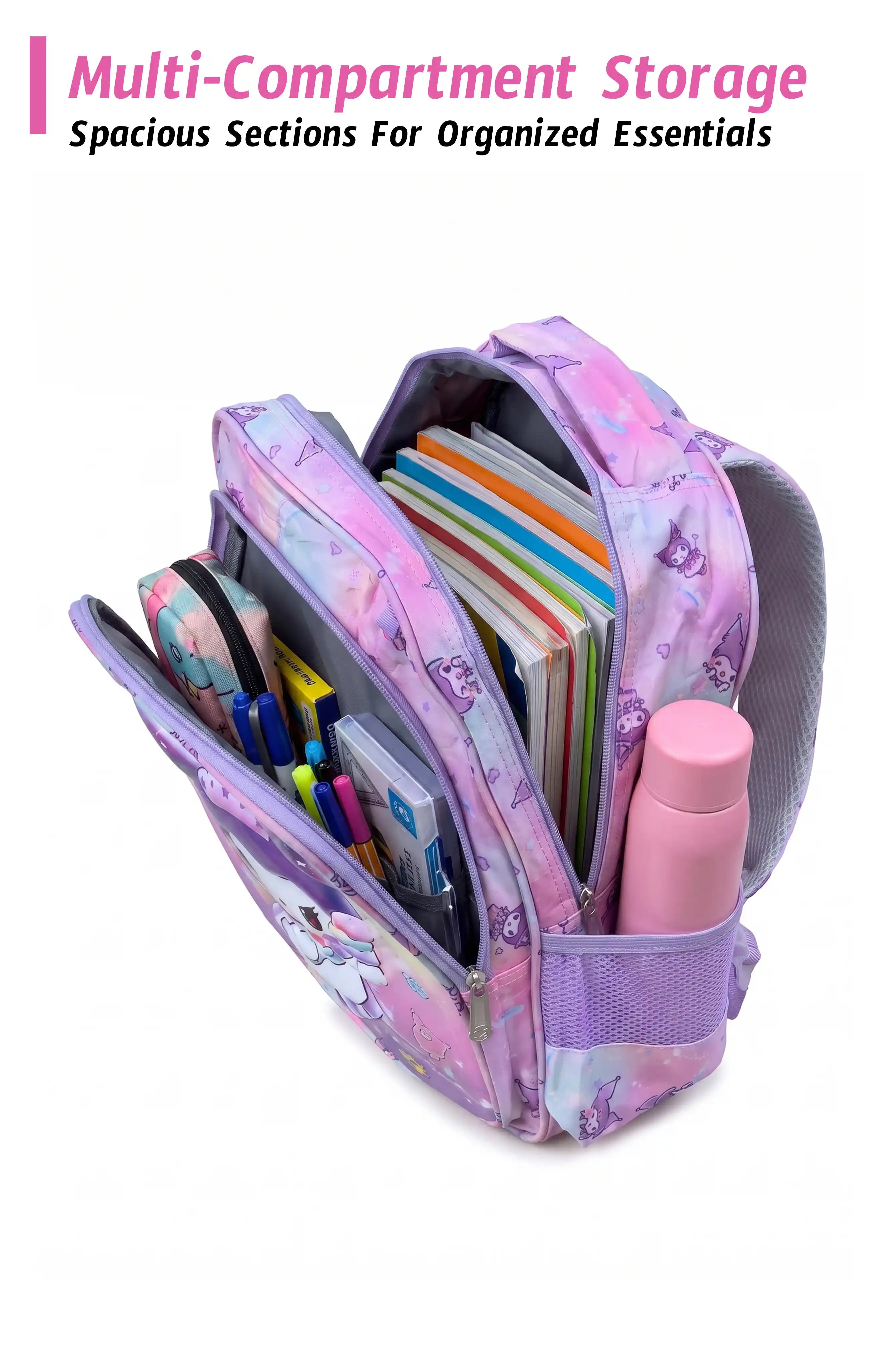 Cute Magic Printed Kids 14 Inch School Bag with Pencil Pouch, 4-12 Years With Adjustable Strap Buckle