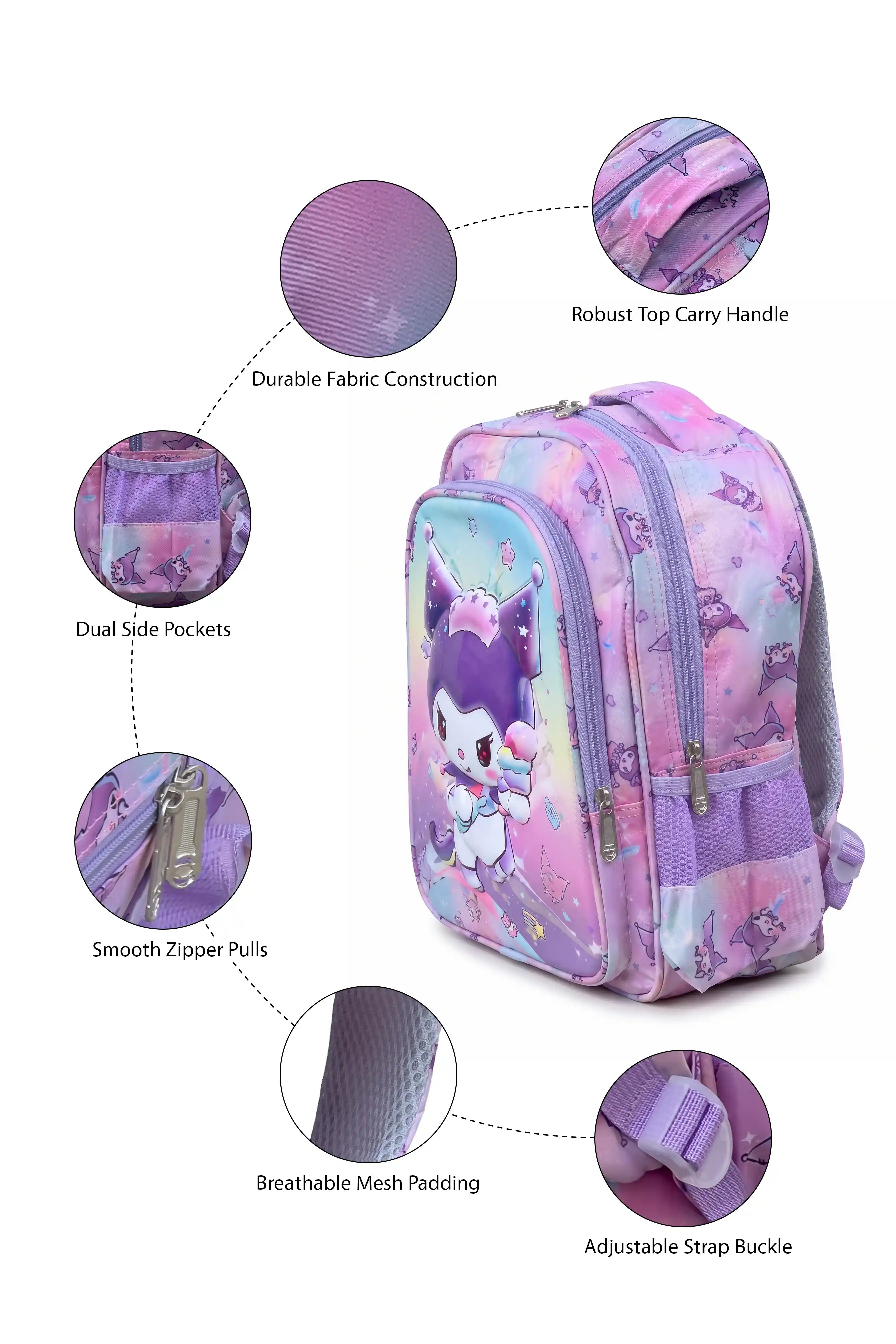 Cute Magic Printed Kids 14 Inch School Bag with Pencil Pouch, 4-12 Years With Adjustable Strap Buckle