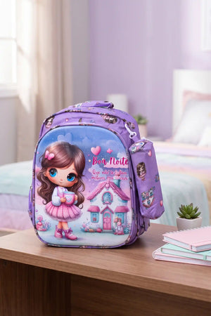 Cute Magic Printed Kids 14 Inch School Bag with Pencil Pouch, 4-12 Years With Adjustable Strap Buckle