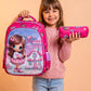 Pretty Heart Printed Kids 14 Inch School Bag with Pencil Pouch, 4-12 Years With Adjustable Strap Buckle