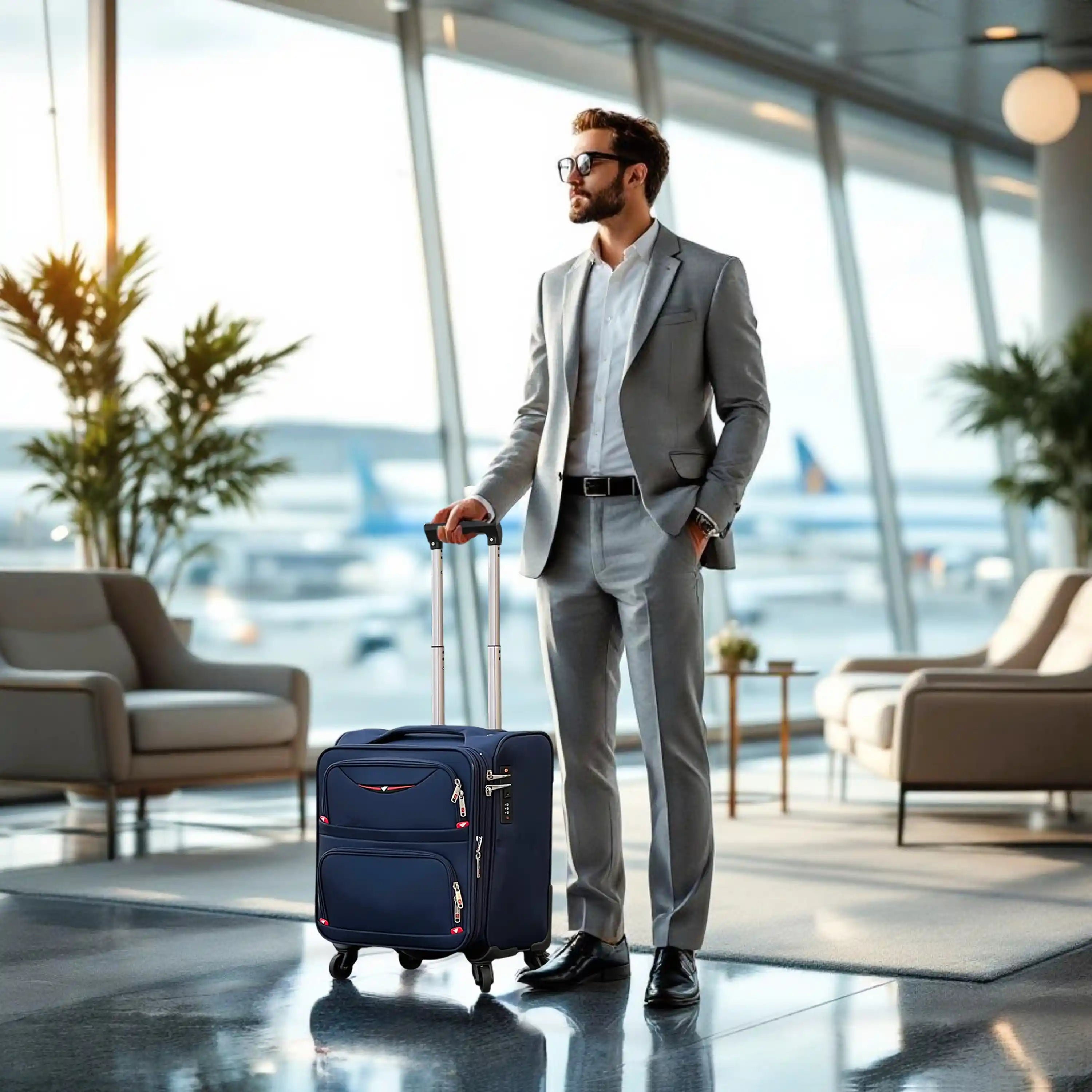 18 Inch Premium Nylon Cabin Luggage | Lightweight Softside Travel Suitcase