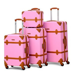 4 Pcs Full Set 7” 20” 24” 28 Inches Corner Guard Lightweight ABS Pink and Brown Luggage Bag