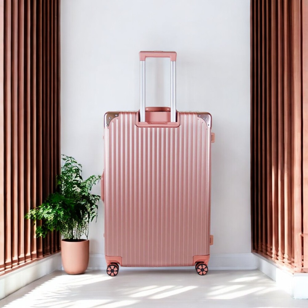 20" Rose Gold Aluminium Framed Hard Shell Without Zipper Carry On Luggage with Spinner Wheel